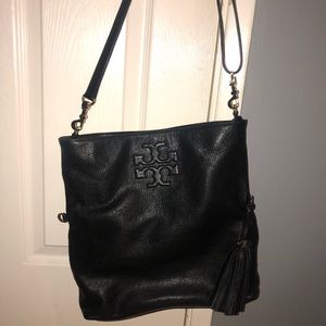 Black Leather Tory Burch Bag